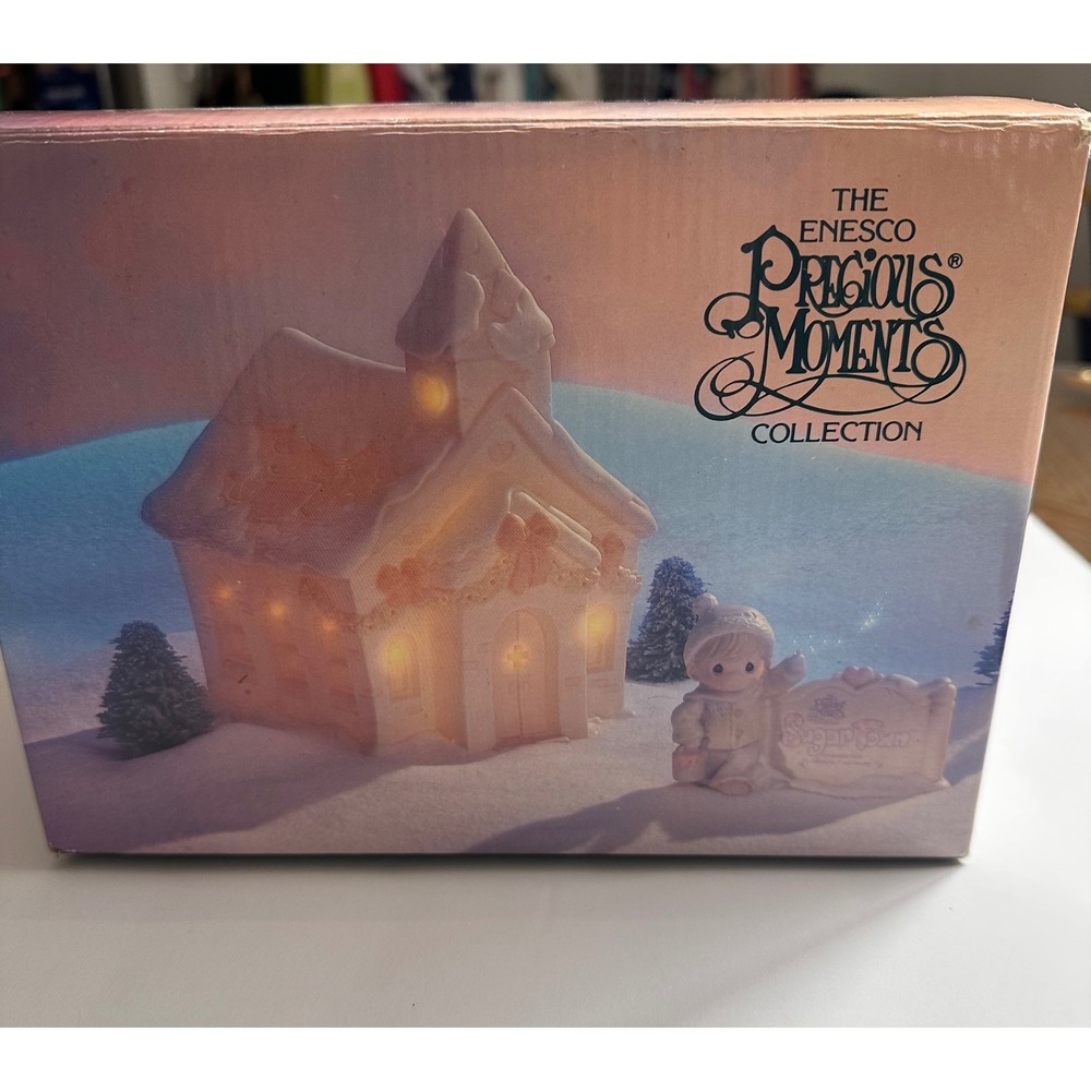 Vintage Precious Moments Sugar Town Chapel Nightlight Enesco Village Lighted